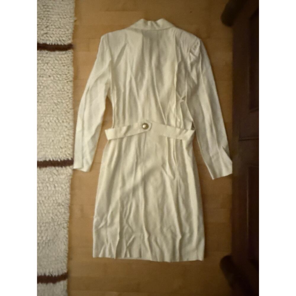 VTG Dani Maxi White V Neck Pearl Button Coat Studded Embroidered 12 - Picture 8 of 8
